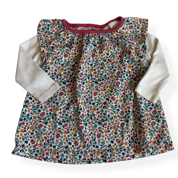 Tea Collection Floral Printed Layered Sleeve Baby Dress 6-9 Months - Picture 1 of 10